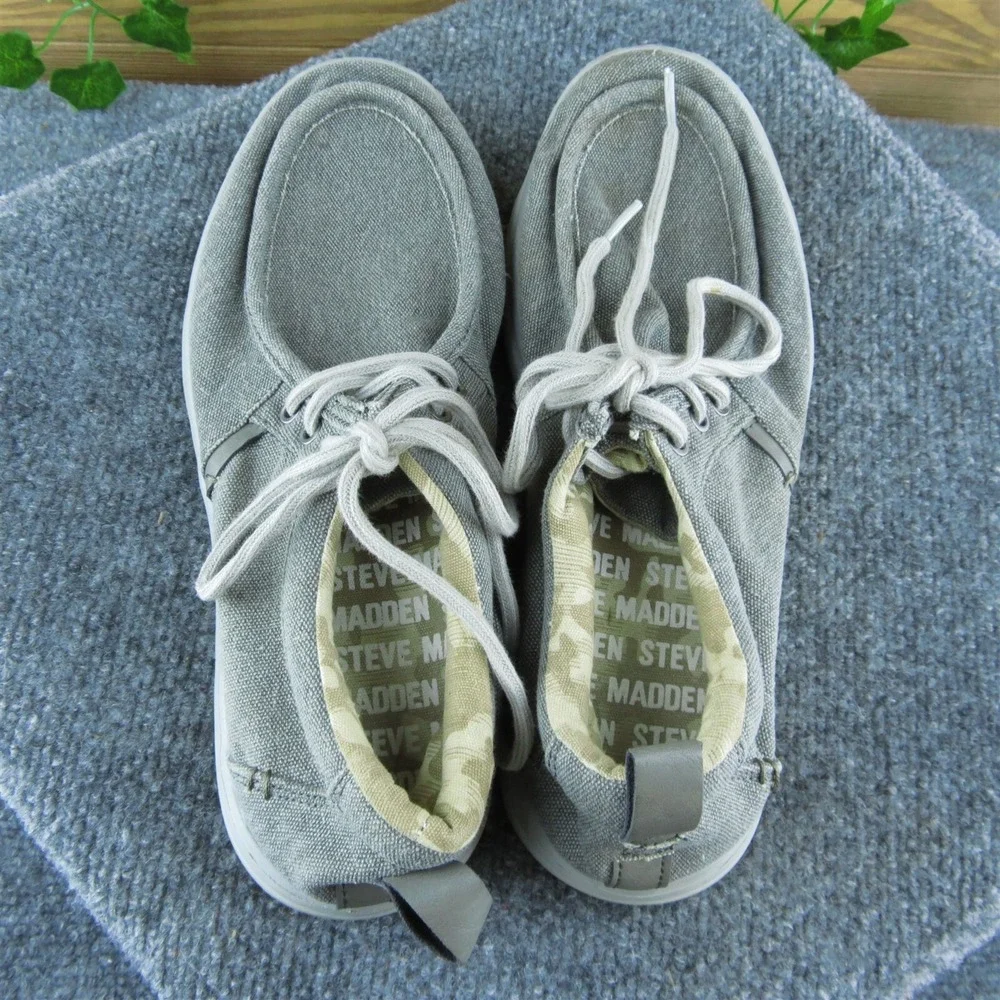 Steve Madden Isle Men Sneaker Shoes Gray Fabric Lace Up Size 8.5‎ Medium